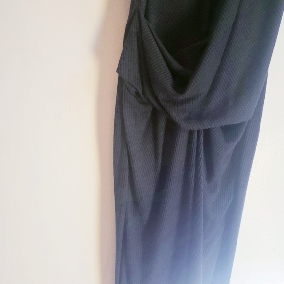 NWT RACHEL ROY Hi-Low Ribbed Tank Midi Dress Black MEDIUM Scoop Neck Ruched Slim - Picture 10 of 14